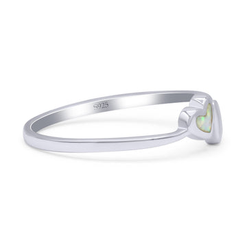 Art Deco Bridal Wedding Engagement Ring Heart Lab Created White Opal 925 Sterling Silver